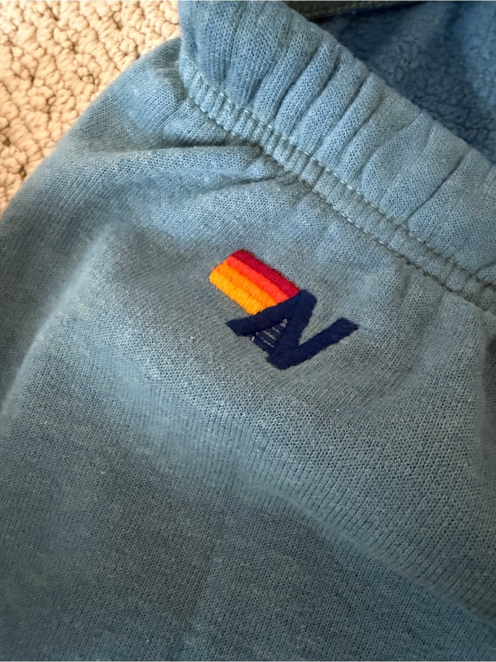 Aviator Nation Teal Track Joggers with Rainbow Side Stripes EXCELLENT CONDITION - Picture 3 of 4
